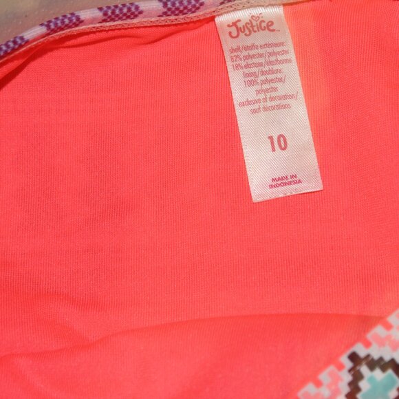 Multi Color 2 Pcs Justcie Bikini Swimsuit Size 10 - Picture 4 of 11